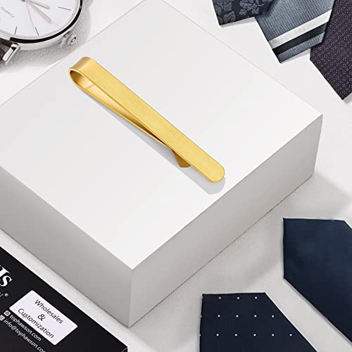 2.2/2.5 Inch Tie Clips for Men in Gift Box, Tie Bar Clip Set for Mens Regular Tie or Traditional Tie, Birthday Anniversary Christmas Gift - size: 2.2 Inch, style: 1PCS-Gold Brushed