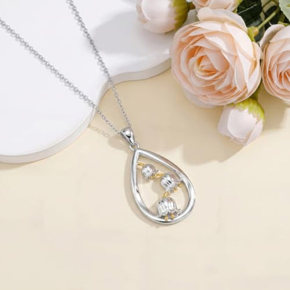 12 Month Birth Flower Necklace for Women 925 Sterling Silver Floral Teardrop Pendant Birthday Jewelry Gifts - color: 05. May Lily of the Valley