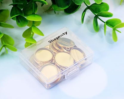 Shapenty Gold Stainless Steel Round Bezel Blanks Pendant Trays for Earrings Bracelet Necklace Keychain DIY Craft Resin Glass Cabochon Jewelry Making Projects Christmas Gift Hanging Charms, 20PCS - size: 16mm