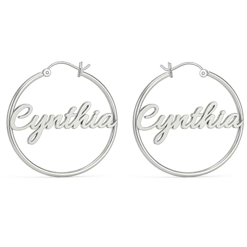 Charmsy 925 Sterling Silver Hoop Earrings | Lightweight Italian 2.5mm Tube Diamond-Cut Round Classic Hoops Earring for Women | Size 15/20/25/30/35/40/50/60/70mm | Small Medium Large - color: Personalized Hoop, size: 35 MM