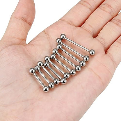 16G 14G 12G Nipple Piercings Tongue Rings Externally/Internally Threaded Hypoallergenic 316L Surgical Steel Nipple Tongue Barbell Piercing Jewelry for Women Men 12mm 14mm 16mm 19mm 22mm - color: 14G/Externally Threaded/12mm-22mm Bars/5mm Balls