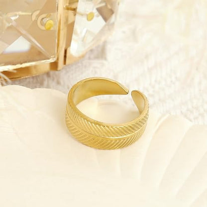 Made by Nami Stainless Steel Gold Adjustable Rings for Women Stackable Chunky Gold Rings for Women - color: Boho
