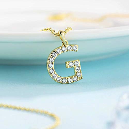 Tarsus Initial Cubic Zirconia Necklace for Women Teens | Jewelry Gifts for Women Adjustable Chain 18" + 2" - style: Gold-G-Diamond style