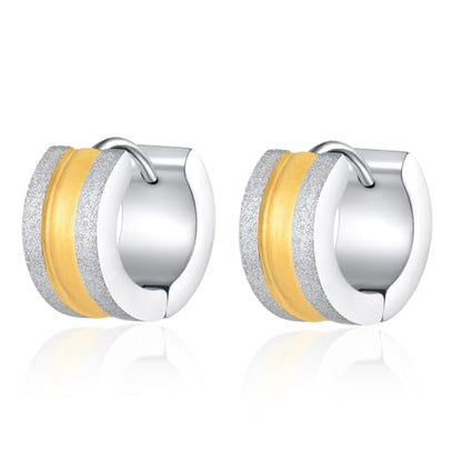 Huggie Hinged Hoop Earrings, Stainless Steel, Classic, mens womens, Cool - color: Gold,Silver