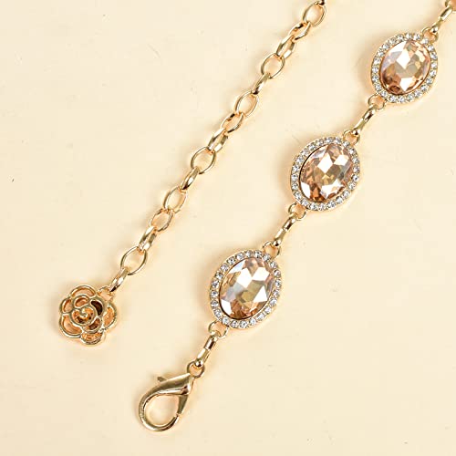 ILuvatar Green Glass Diamond Chain Belt - Metal Women's Western Style Dress Belt - color: F008-cp