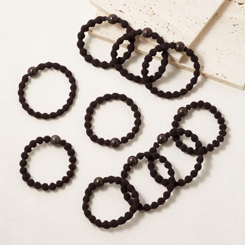 QIUTIMIY 10 Pcs No Damage Hair Ties Thick Hair Elastic Rubber Bands Hair Accessories Scrunchies Seamless for Women - color: Style 19