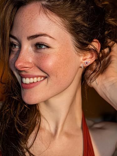 Bestyle 8mm Small Birthstone Earrings for Women with Hypoallergenic Sterling Silver Post,Sparkle Heart/Round Womens Studs Earrings, Great Birthday/Christmas/Anniversary Jewelry for Wife Mother - color: 01. Jan. Garnet-Heart