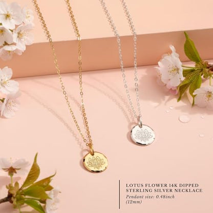 HOPE LOVE SHINE Women's New Beginnings Necklace - 14k Gold Plated Sterling Silver, Healing & Recovery Gift, Adjustable 16+2" Chain - color: STERLING SILVER, style: b. STILL I RISE