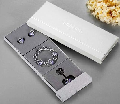 Leafael Necklace Gift Set for Women, Infinity Love Birthstone Heart Pendant with Matching Earrings and Bracelet, for Mom and Wife, Silver Plated - color: 02b-Set-February-Tanzanite Purple