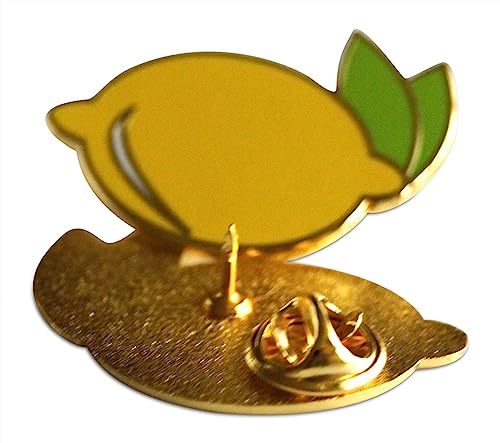 Novel Merk Fruit Lemon, Strawberry, or Orange Appreciation Lapel Pin, Hat Pin & Tie Tack Set with Clutch Back - style: 3-Lemon & Leaves