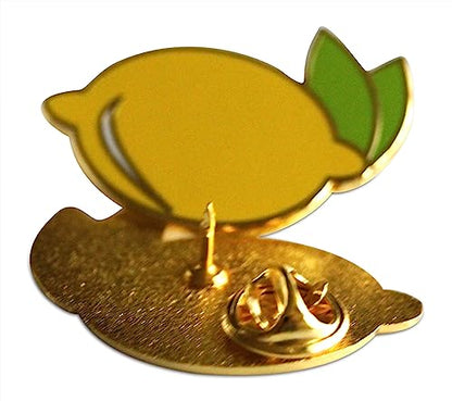 Novel Merk Fruit Lemon, Strawberry, or Orange Appreciation Lapel Pin, Hat Pin & Tie Tack Set with Clutch Back - style: 3-Lemon & Leaves