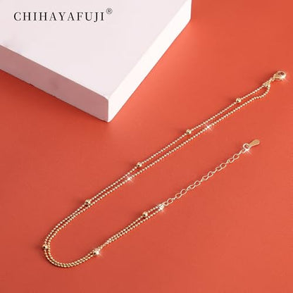 Sterling Silver Ankle Bracelets for Women 14k Gold Waterproof Layered Stackable Non Tarnish Dainty Heart Charm Large Adjustable Anklet for Summer Beach Jewelry Gift - color: GoldC