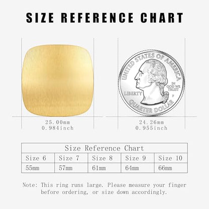 Gold and Silver Rings for Women, Chunky Signet Statement Rings Gold Plated Band Ring Wide Metal Square Rings Cocktail Costume Jewelry - color: A-Square Gold