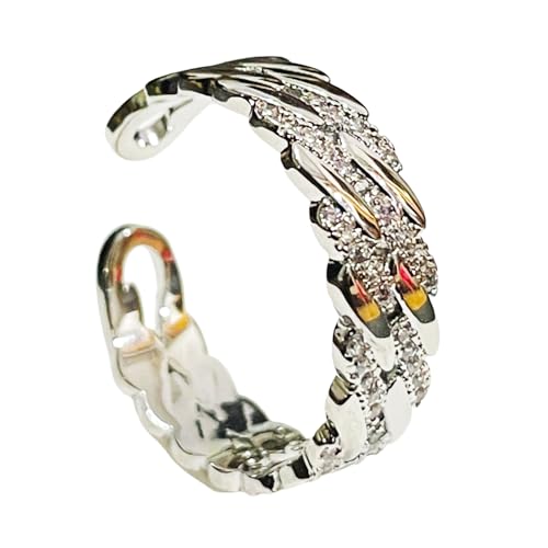 18K Gold Plated Rings for Women and Teen Girls Non Tarnish Cubic Zirconia Fidget Ring Butterfly/Snake/Mesh/Cross/Crown Knuckle Ring Open Adjustable Statement Stacking Chunky Rings - color: White Gold Twist