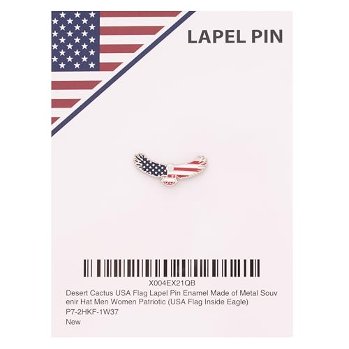 Desert Cactus USA Metal Lapel Pin Enamel Finish (USA Flag Inside Eagle) | Officially Licensed United States of America Merchandise Lapel Pin Formal Wear Bag & Hat Jewelry Tie Tack Brooch Pin