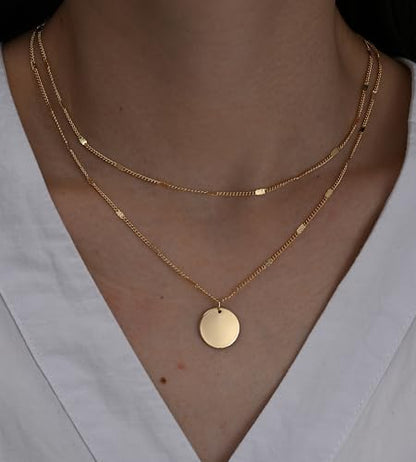 YEEZII Layered Gold Necklaces for Women Trendy, 3 Pcs 14K Gold Plated Choker Paperclip Box Chain Necklace, Stackable Women's Gold Pendant Necklaces Jewelry Set - color: Rose Gold-3 pcs
