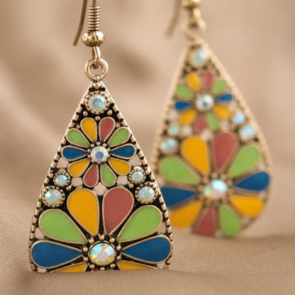 Colorful Green Teardrop Earrings for Women - Bohemian Style Enamel Dangle Earrings Lightweight Fashion Jewelry for Daily/Wedding/Party - color: Green