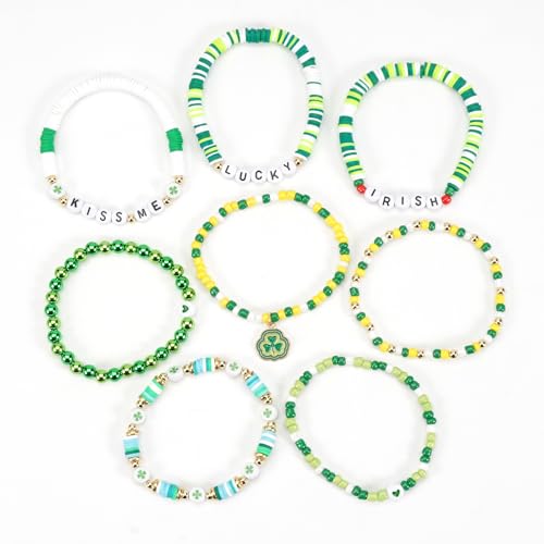 Twinfree Bohemia Beaded Bracelet for Women, Polymer Clay Stretch Bracelets - color: color 60