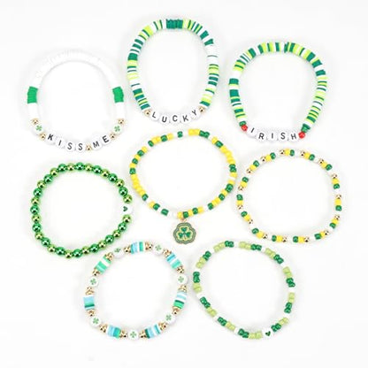 Twinfree Bohemia Beaded Bracelet for Women, Polymer Clay Stretch Bracelets - color: color 60