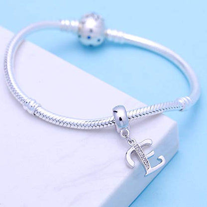 925 Sterling Silver Letter Charms Fits Pandora Bracelets, Gift for Women | A-Z Alphabet Initial Charm with CZ,Great gift for Christmas, Valentine's Day, Mother's Day. - color: E