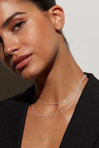 Milla Double Necklaces for Women, Trendy Double Chain Necklace Set | Stylish Gold Necklace Stack and Silver Layered Necklaces for Women made with 14K Gold Plated and Silver Plated Materials - color: Figaro & Singapore / Silver