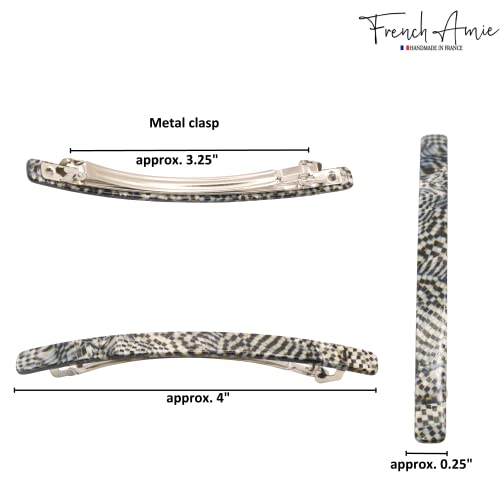 French Amie Long and Thin Opera Large 4 Inch Hair Clip Barrette | Handmade Automatic For Girls Women Teens Adults Everyday Style - color: Opera