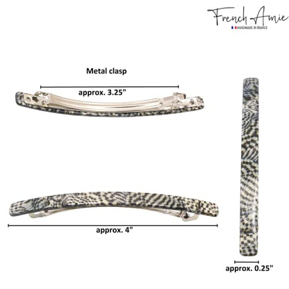 French Amie Long and Thin Opera Large 4 Inch Hair Clip Barrette | Handmade Automatic For Girls Women Teens Adults Everyday Style - color: Opera