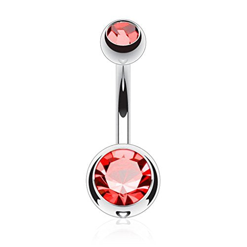 14GA Surgical Steel & Synthetic Opal Resin Belly Button Rings for Women | 3/8" Length, 5mm x 8mm Ball, Classic Look, Super High Quality - style: Titanium 6pcs AB, Blue, Clear, Pink, Aqua, Red