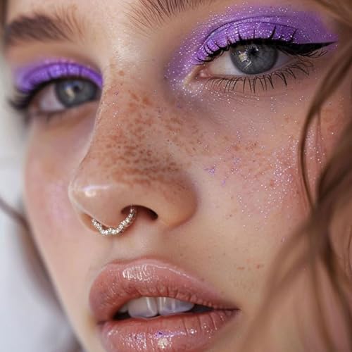 BodyBonita 16G Cloud Hinged Septum Rings - G23 Titanium Nose Rings Hoops Clicker Septum Jewelry CZ Nose Piercings Helix Tragus Rook Daith Earrings for Women Men Silver/14K Gold Plated 8mm - color: Silver-Cloud Shape