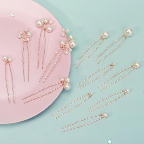 Handmade Pearl Bridal Hair Pins Wedding Hair Accessories for Women Brides Bridesmaid - color: 12Pcs Pearl Hair Pins