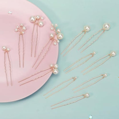 Handmade Pearl Bridal Hair Pins Wedding Hair Accessories for Women Brides Bridesmaid - color: 12Pcs Pearl Hair Pins