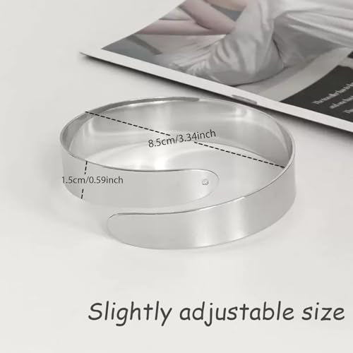 BROCC 6PCS Arm Cuff Jewelry for Women Upper Arm Cuff Bangle | Open Wide Bangle, Irregular Minimalist, Adjustable, Coil Armband Set - color: B
