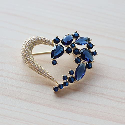 Brooch Pins for Women Girls Fashion Flower Crystal Rhinestone Pearl Jewelry - color: dark blue