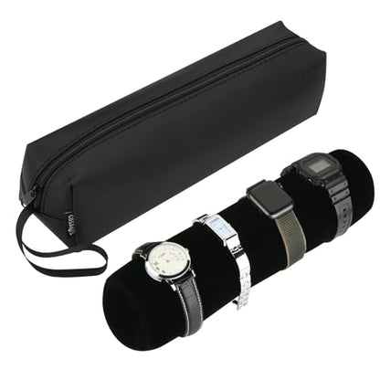 Cosmos Water Resistant Watch Travel Storage Case - Watch Roll Bag Carry Case With Removable Roll Insert and Velvet Holder, Black - color: Roll Bag-Water Resistant