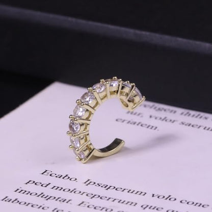 Ear Cuffs Non Piercing Gold Silver Earrings Cute Cubic Zirconia Sparkling Ear Cuff for Women Clip On Cartilage Huggie Earring Christmas Jewelry Costume - color: Gold-One
