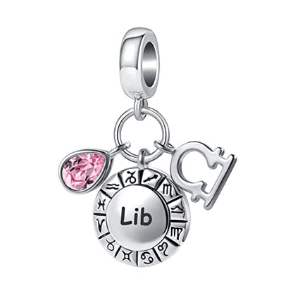 NanMuc Constellation Charm for Women Bracelets Horoscope Zodiac Sign Teardrop Birthstone Birthday Anniversary Dangle Bead for Mom Grandma - style: Libra(9.24-10.23)