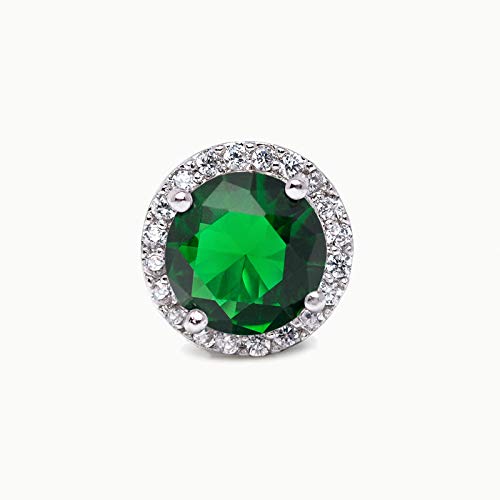 SWEETV Cubic Zirconia Stud Earrings, 8mm Round Cut, Rhinestone Hypoallergenic Earrings for Women & Girls | 9mm Round Cut Hypoallergenic 925 Sterling Silver Stud Earrings for Bridal Bridesmaid Prom Weddings Parties,Silver - color: 08.Emerald