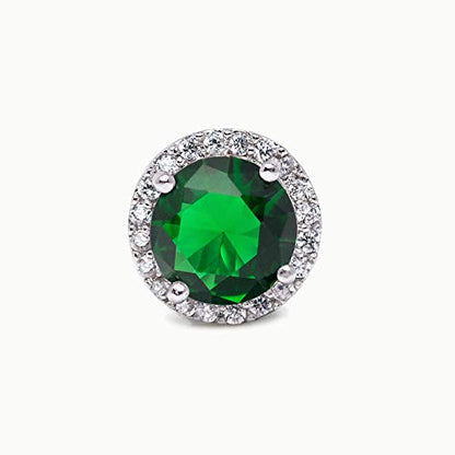 SWEETV Cubic Zirconia Stud Earrings, 8mm Round Cut, Rhinestone Hypoallergenic Earrings for Women & Girls | 9mm Round Cut Hypoallergenic 925 Sterling Silver Stud Earrings for Bridal Bridesmaid Prom Weddings Parties,Silver - color: 08.Emerald