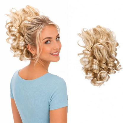 CAISHA Jumbo Hairpiece Scrunchy Updo Voluminous Curly Messy Bun Blond Mix G6L - color: blonde