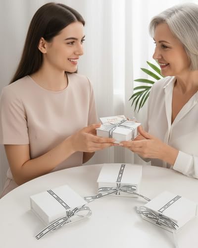 Flip Up Jewelry Gift Box, 12 Pack Velvet Lined Earring Box with Ribbon, Necklace & Bracelet Packaging, Small Jewelry Organizer, Ring & Bracelet Box, Travel Jewelry Case, 4.2 x 4 x 1.38 Inches (White) - color: White