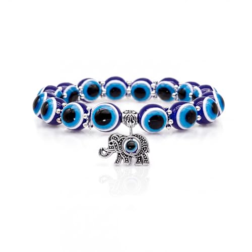 Fesciory Evil Eye Bracelet for Women, Gold Plated Adjustable Chain Jewelry | Blue Evil Eye Charm Bracelet, Lucky Amulet Symbolism, Dainty Adjustable Chain, Daily wear, Jewelry gifts - color: Blue-2