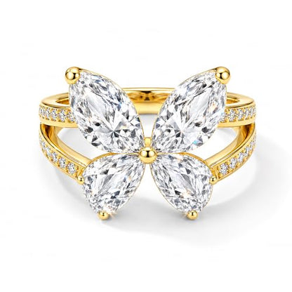 Cross Ring 14K Gold Plated 925 Silver with CZ, Stackable Rings - color: Butterfly 14K Gold, size: 7