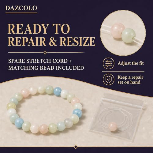 8mm Natural Crystal Stretch Bracelet | Handmade Round Stone Bead Bracelet, Runs Large, Meditation Yoga Gift for Women & Men - color: Multi-Berly