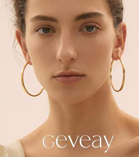 Lightweight 925 Sterling Silver Post Hoop Earrings for Women | 3mm Wide Hypoallergenic Thin Large Hoop Earrings for Women Gift 30/40/50/60mm - size: 60mm Gold