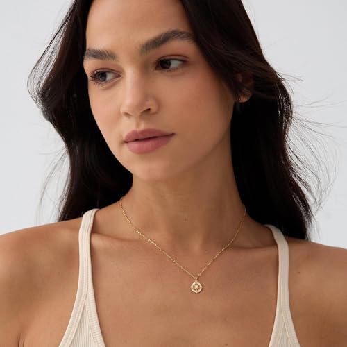 LLWOM Gold Necklace for Women-14k Gold Plated Infinity Necklace Star Of David Necklace Evil Eye Cross Pendants Heart Dainty Gold Necklace For Women - color: Gold-Compass