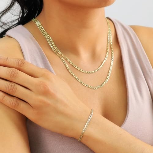 Nuragold 10K Real Yellow Gold Cuban Curb Link Chain Necklace (2mm - 7.5mm) - size: 24", style: 3.5mm