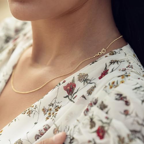 KISPER Dainty Gold Cable Chain Necklace Women 24K Plated Stainless Steel | 1.5mm, 14-30 in, non-tarnish, waterproof, hypoallergenic, nickel-free, spring ring clasp