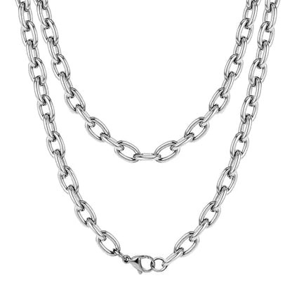 WangGao Stainless Steel Cable Chain Link Chunky Necklaces,Silver Color | thick,gifts