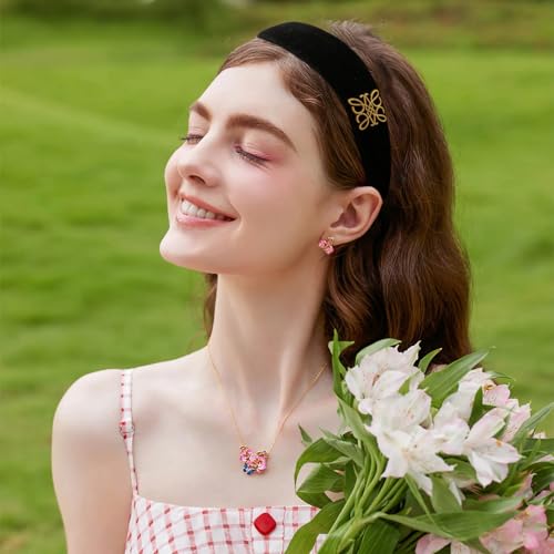 Fashion Headbands, Black Velvet Headband for Women, Classic Retro Design Hair, Suitable for Women Fashion Headband (Black) - color: Totem Style