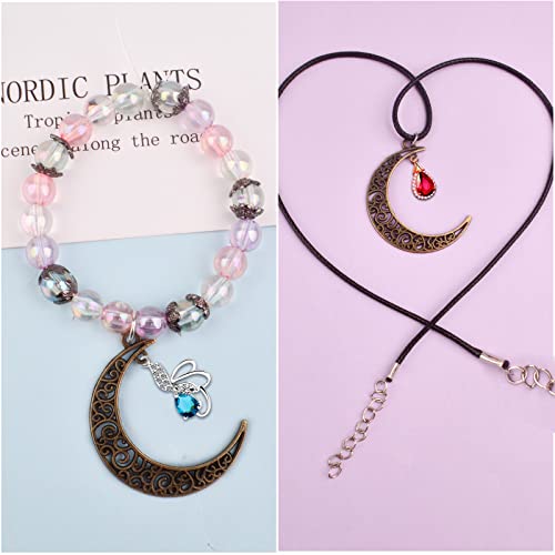 40pcs Hollow Moon Charms Luna Crescent Symbol Pendants Tibetan Alloy Filigree Celestial Charms for DIY Earrings Necklace Bracelet Jewelry Making, Antique Bronze - color: Bronze